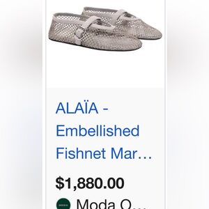 Alaia White  Embellished Fishnet Flats